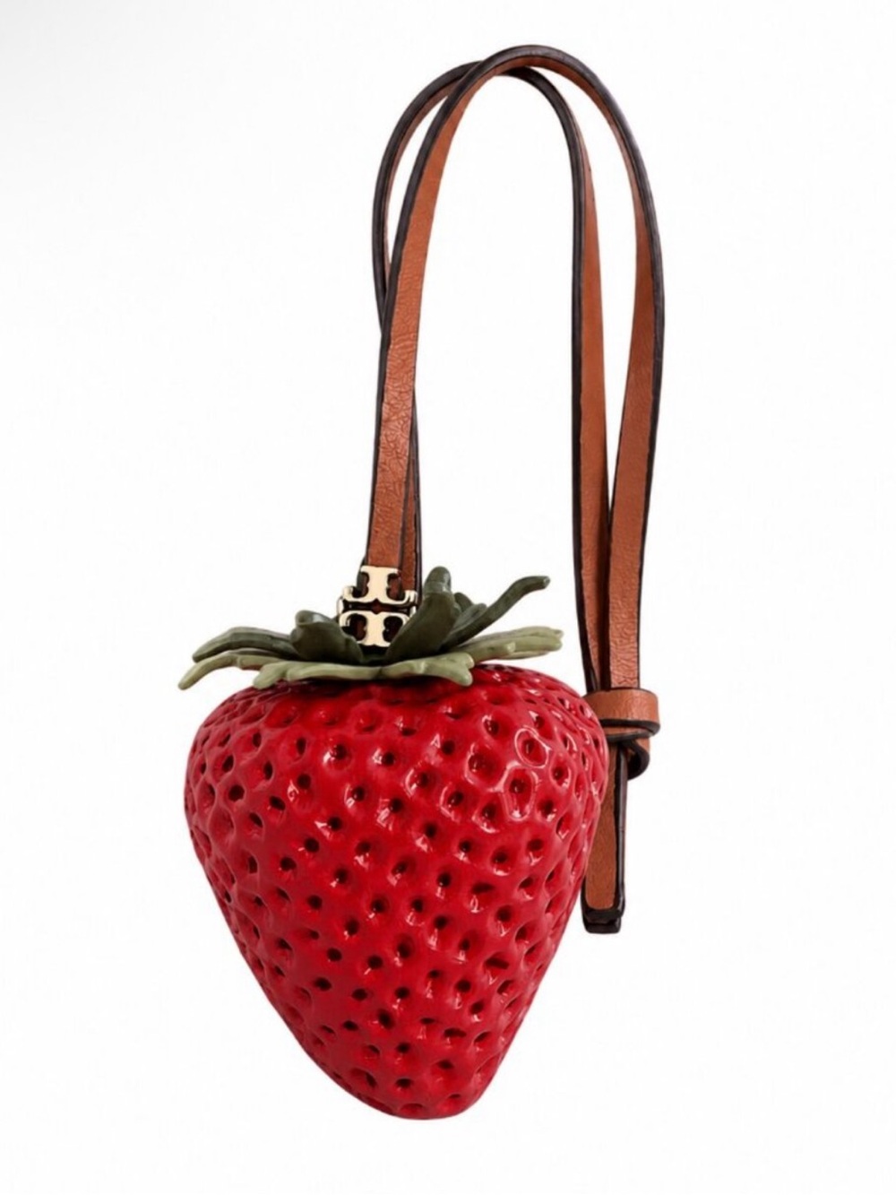 Tory Burch | Red Strawberry Resin Leather Strap Bag Purse Charm | NEW $130